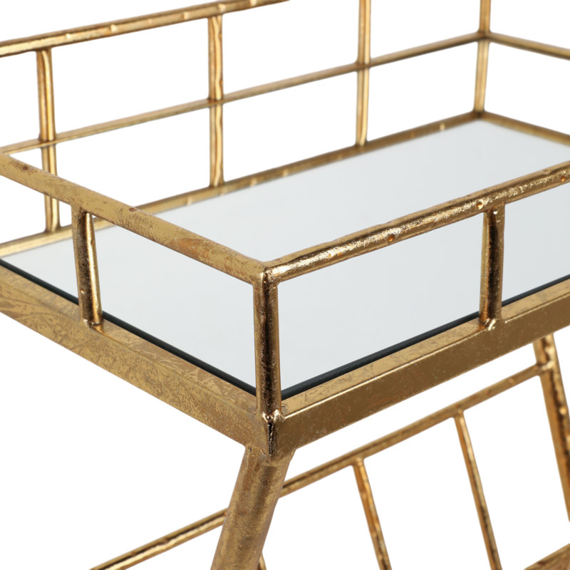 Elegant 25" Gold Metal and Mirrored Wood End Table