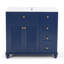 Meuble-lavabo de salle de bain avec lavabo en céramique et rangement multi-organisateur, 36 po