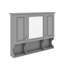Armoire murale de salle de bain 35 po x 28 po avec miroir, armoire à pharmacie avec portes triples et tablettes ouvertes, armoires de rangement au-dessus de la toilette-113582267