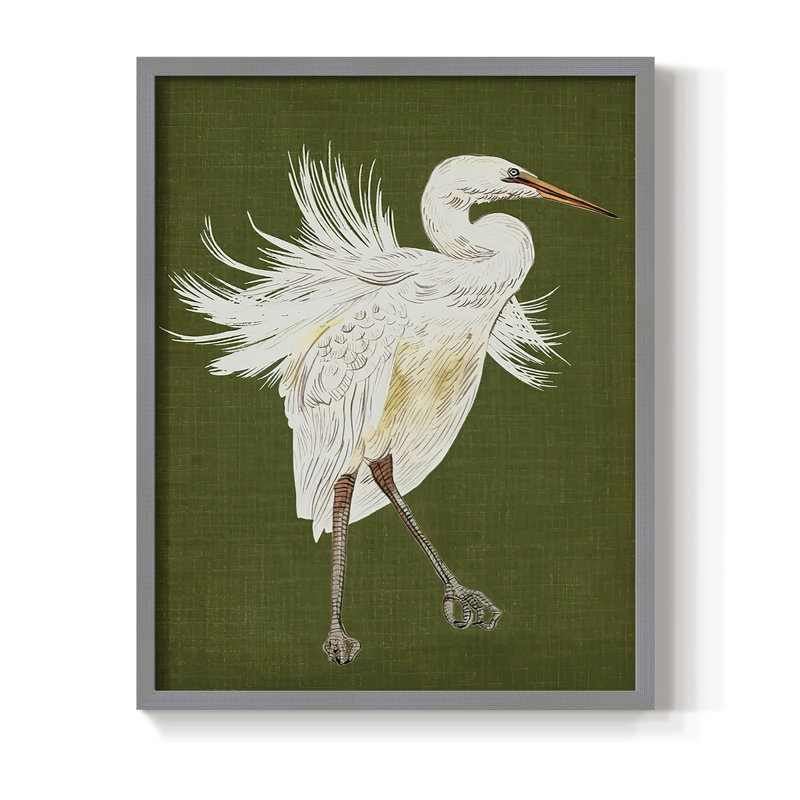 Heron Plumage I, reproduction encadrée - bois massif, Cadre simple gris, H 10 po x l 8 po