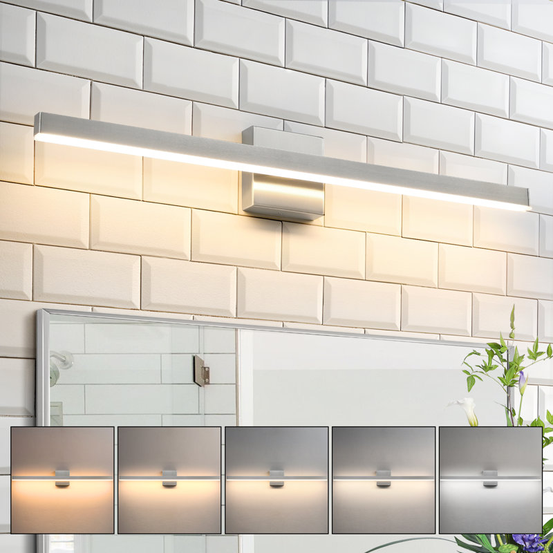 Navpreet 32" W Dimmable Integrated LED Vanity Light , Nickel
