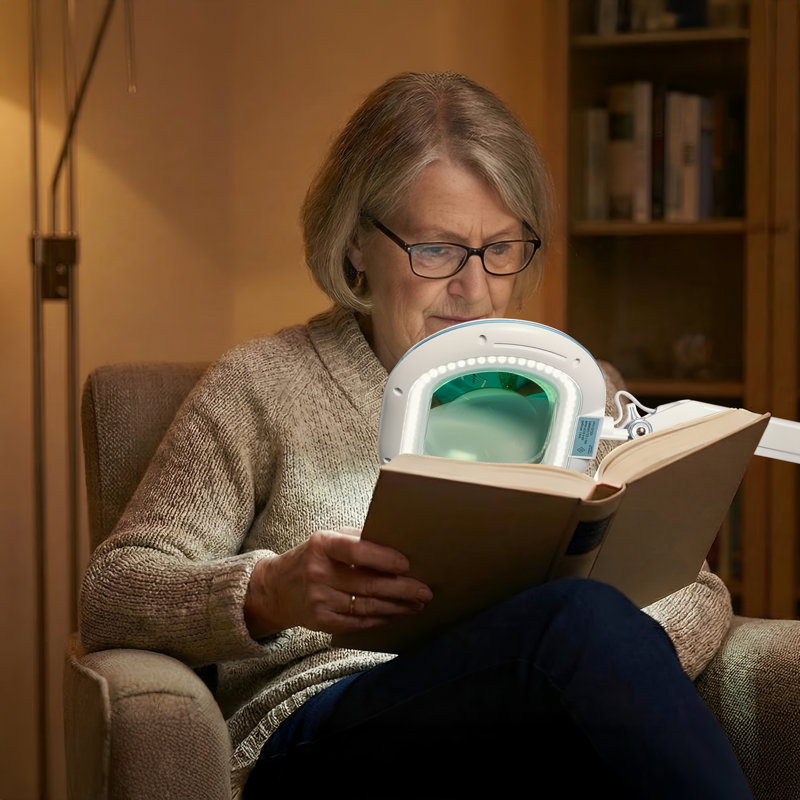 Lightview Pro LED 2-in-1 Floor and Table Lamp, 2.25X (5-Diopter) Magnifying Light for Reading, Crafting, & Focus Work