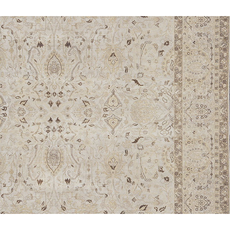 Tapis ivoire et beige noué à la main de haute qualité