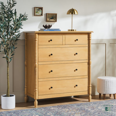 Vivienne Easy Assembly Solid Wood Spindle 5-Drawer Dresser