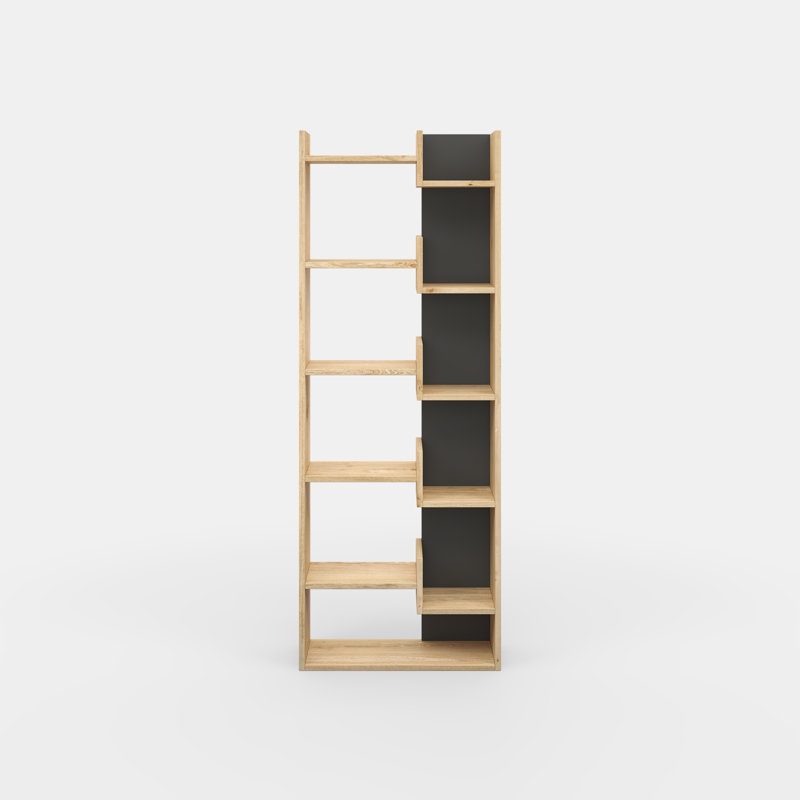 Sinquefield Modern 64.17" H x 23.82" W Geometric Bookcase, Oak/Anthracite