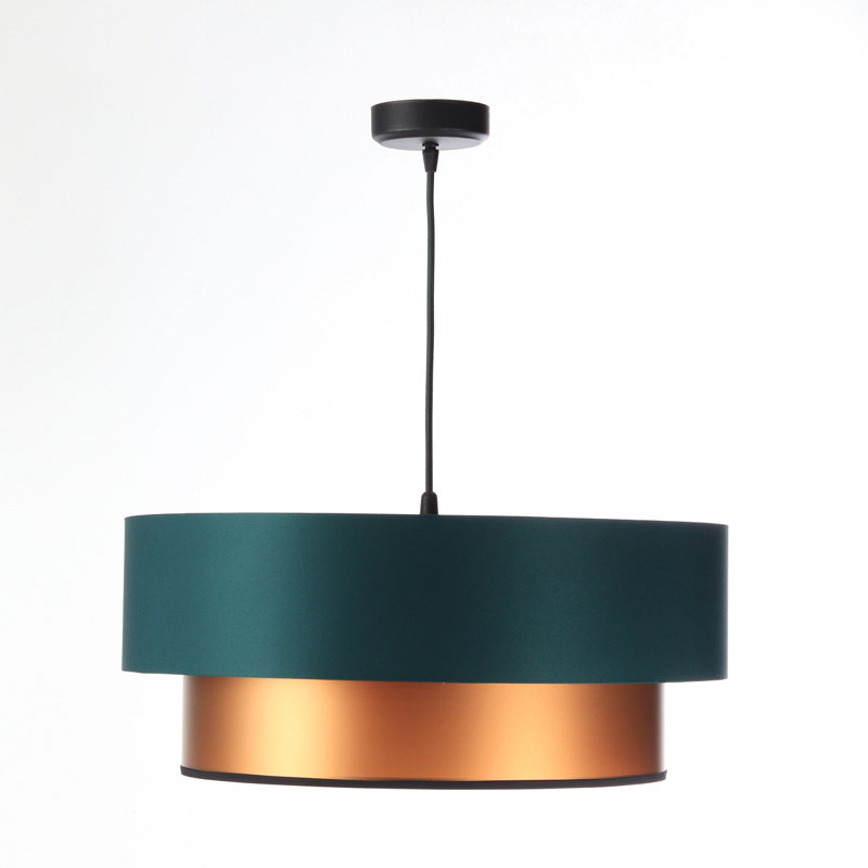 Rivington 1 - Light Black/Silver Drum Pendant, 20cm H x 60cm W x 60cm D, Teal/Orange