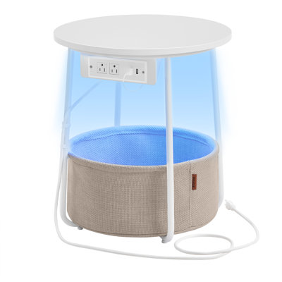 End Table With Charging Station, Led Light