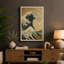 Great Wave in Blue Japandi - Wrapped Canvas-1640810068-1640810051