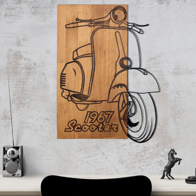 Élégant accessoire mural décoratif en bois, finition noire et noyer, 17,3 po x 23,4 po | Cadre 100% métal (épaisseur: 0,05 po) et envers 100% bois (épaisseur: 1,2 po) | Parfait pour la décoration intérieure et les intérieurs élégants