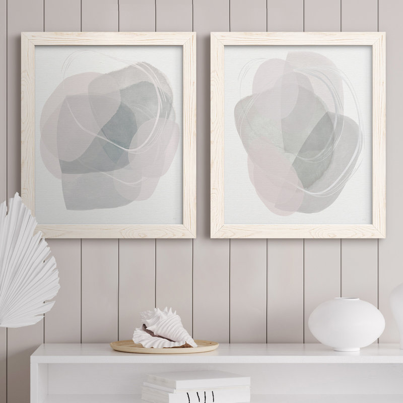 River Jewels I - ensemble de 2 peintures sur toile encadrées, H 31,5 po x l 47 po x P 1,5 po, Cadre blanc
