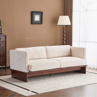 Canapé rembourré 77 po à accoudoirs carrés moderne 77 po avec base en bois massif