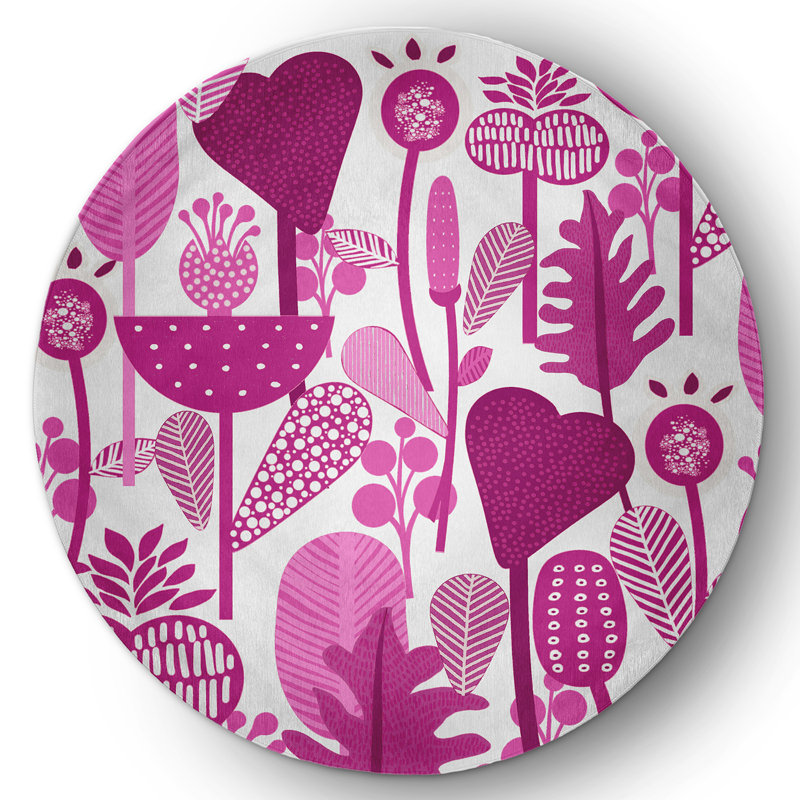 Chenille Floral Indoor Rug, Round 5'