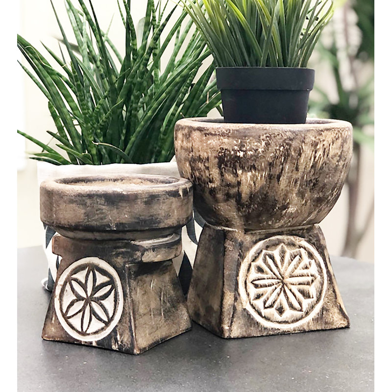 2 Piece Wood Tabletop Dish Set