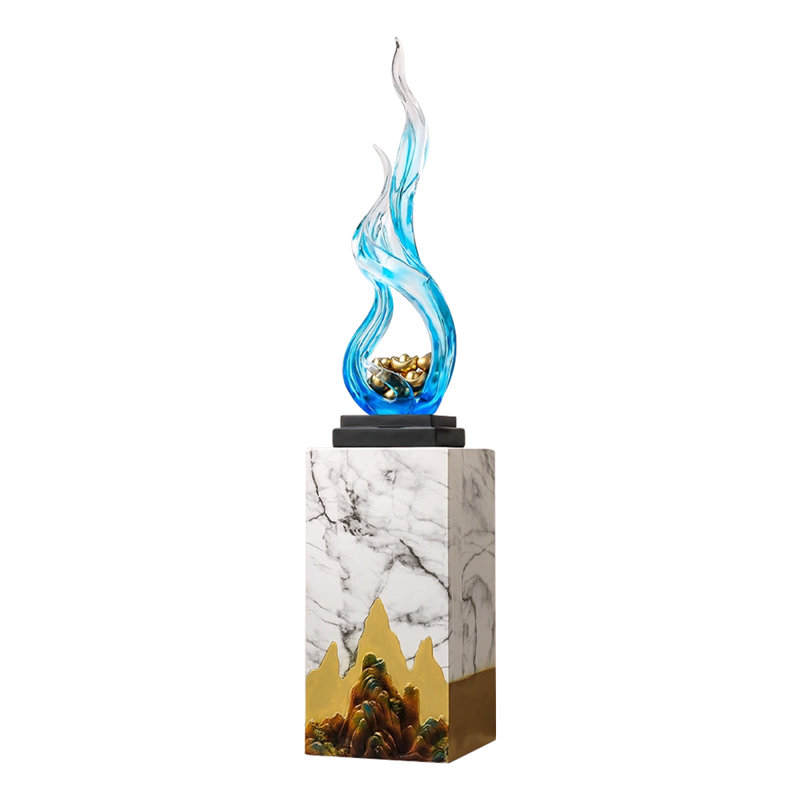 Modern Resin Finial Decorative Object, Blue