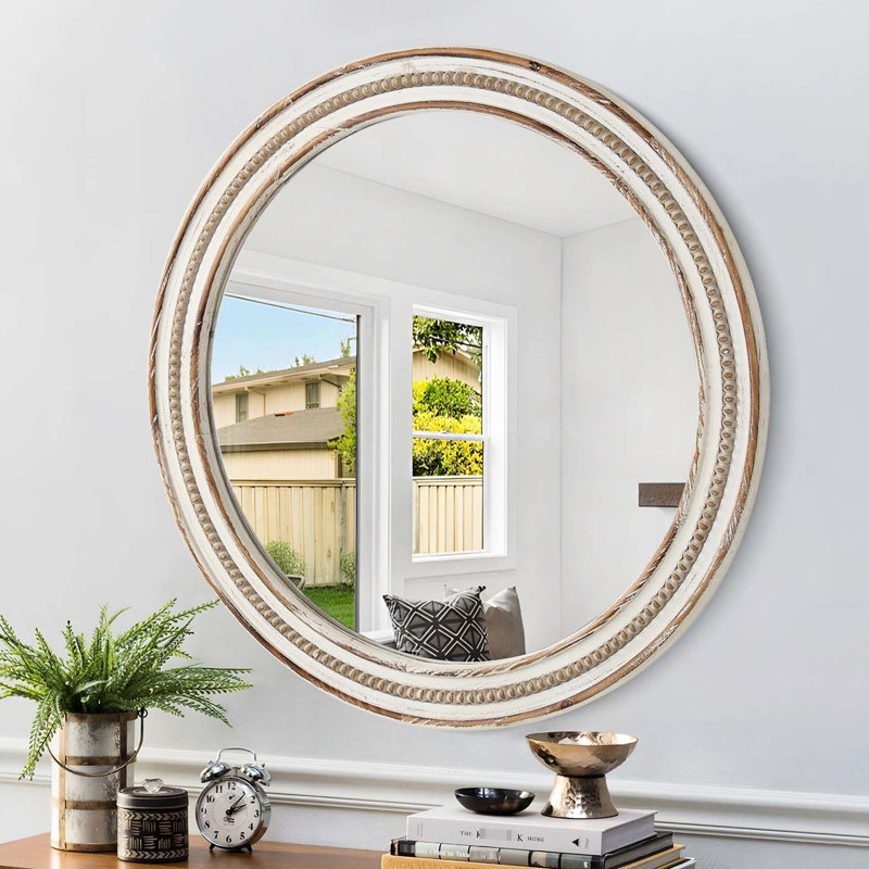 Miroir rustique en bois 23,5 pouces - Chambre, salle de bain, salon, objet de décoration d'entrée