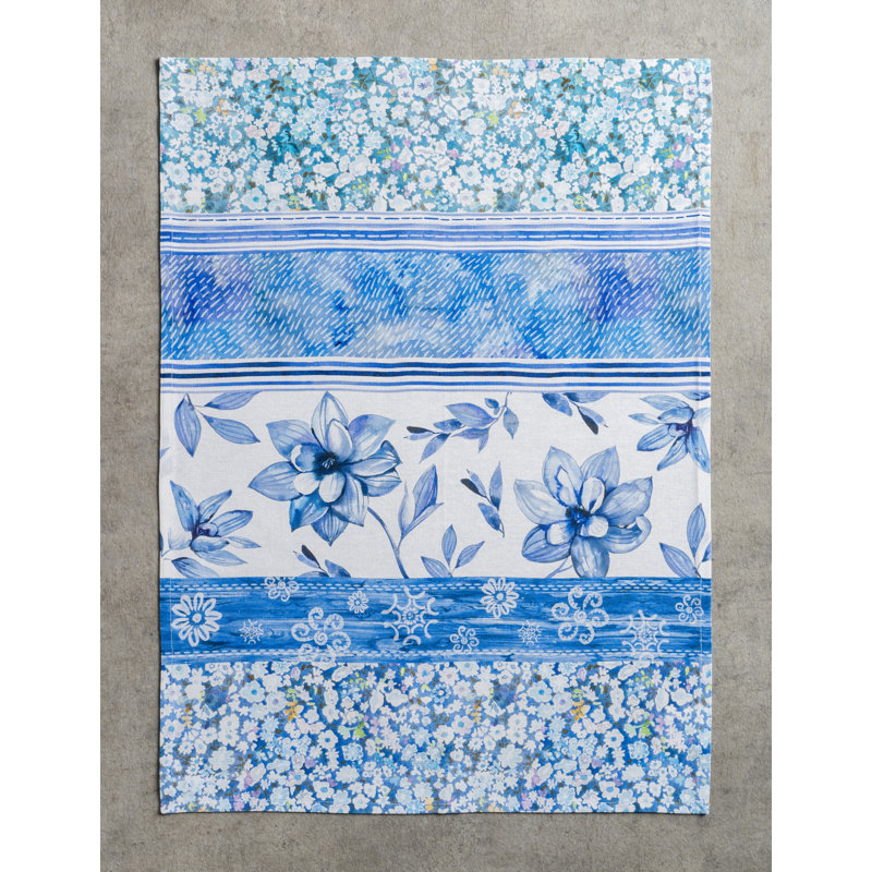 Summer Blues Cotton Floral Jacquard Tea Towel Kitchen Towel
