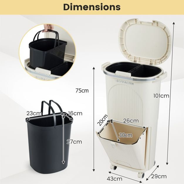 Plastic Waste Bin, Beige