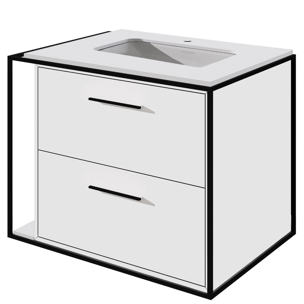 24" Cherry Single Bathroom Vanity, Matte White, Matte Black, Single-Hole