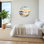 Paysage et nature, phare, coucher de soleil, scène de plage, chiffres romains, horloge, mur en verre ultra transparent