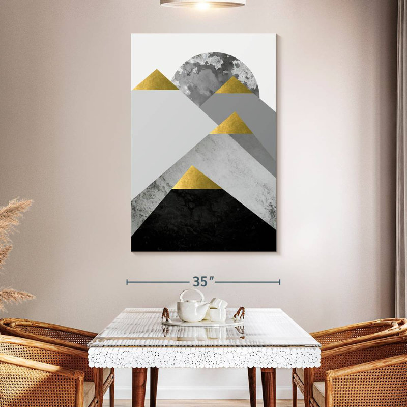 Avery, noir, gris, or, montagnes, III, H 51 po x l 34 po