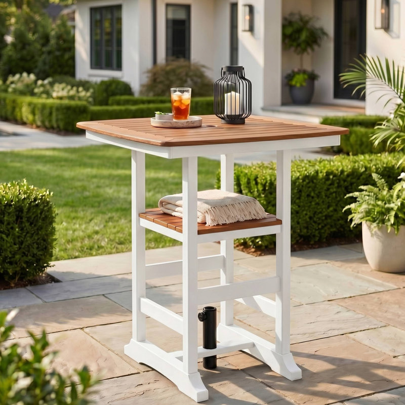 Table carrée 37 ", blanc, H 41,5 po x l 36,75 po x P 36,75 po, Brun clair / jaune