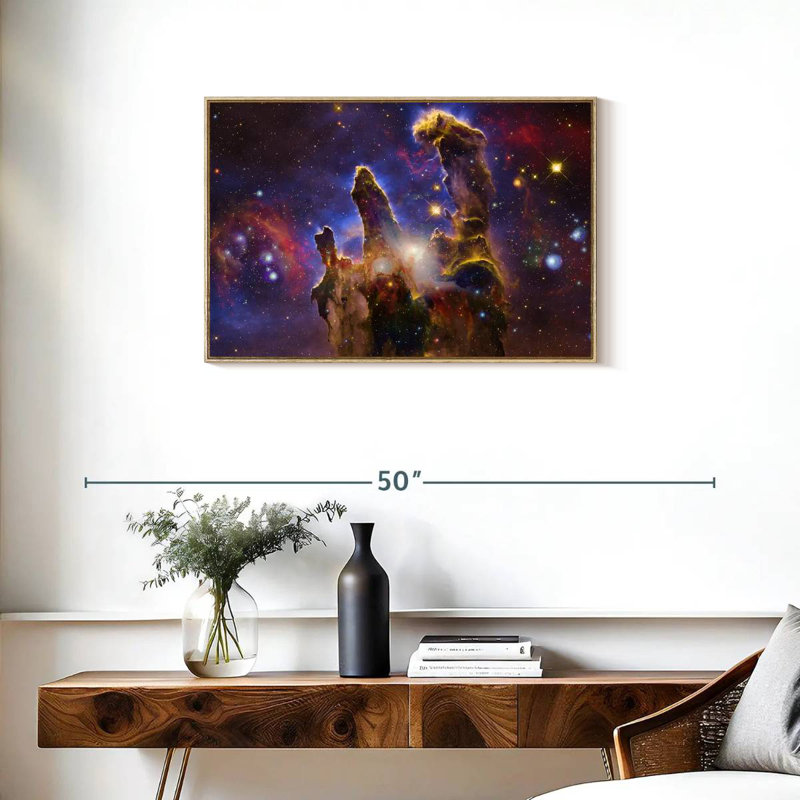 Nébuleuses et étoiles, Cadre flottant en bois naturel, 31 po x 21 po