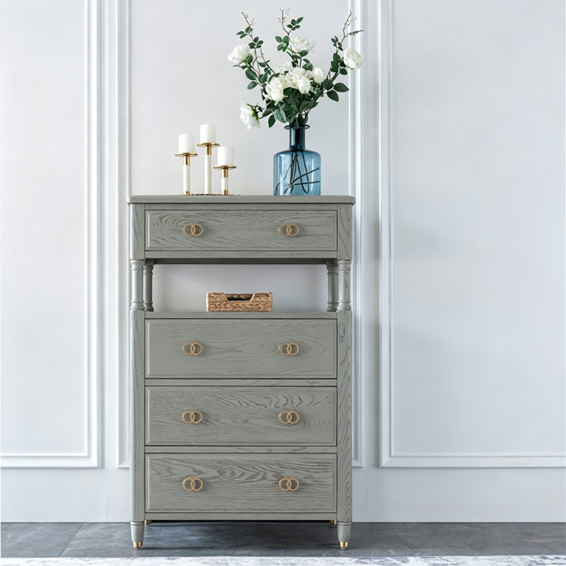 Commode d'appoint ronde gris clair