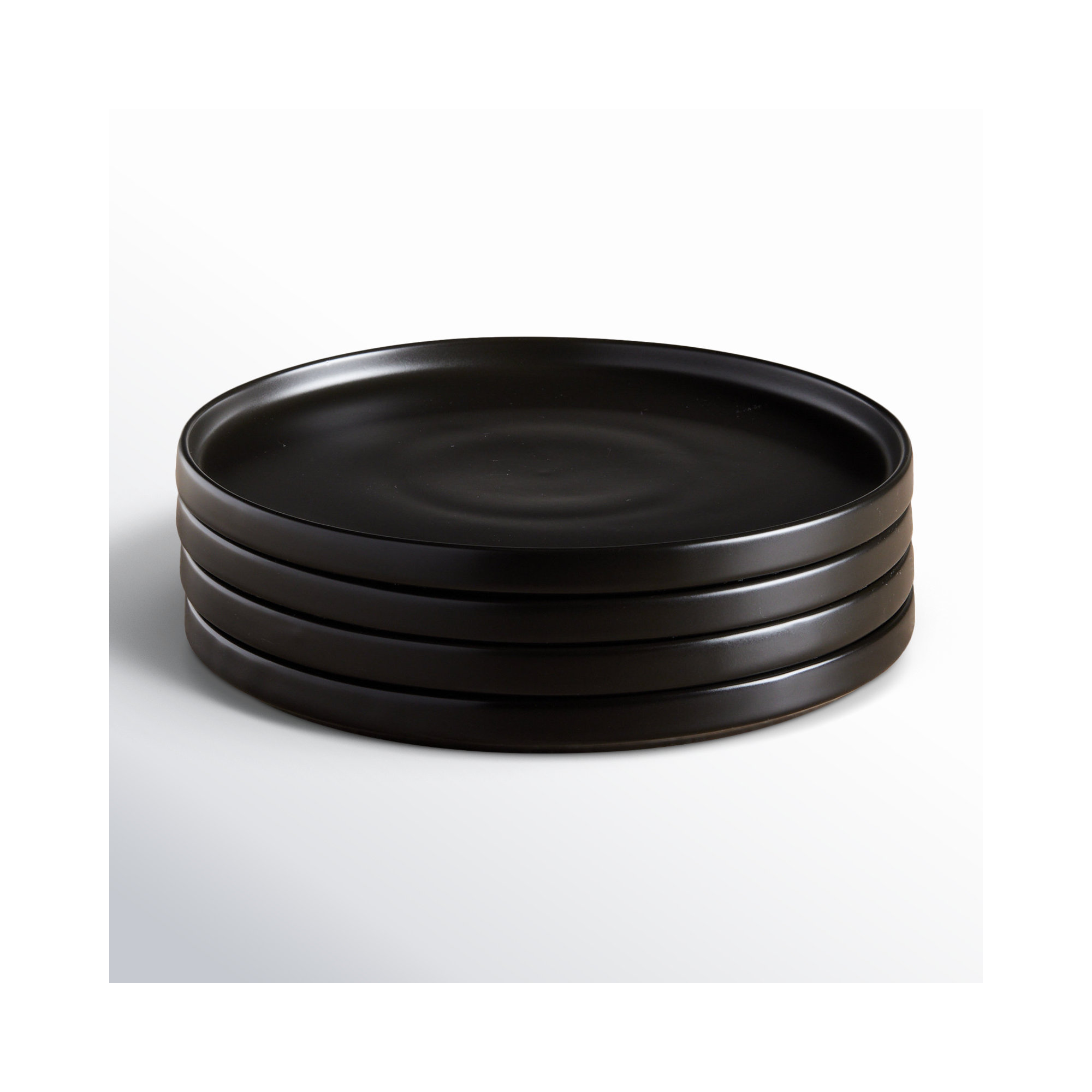 Izie Straight Lip Stoneware Salad Plate, Black