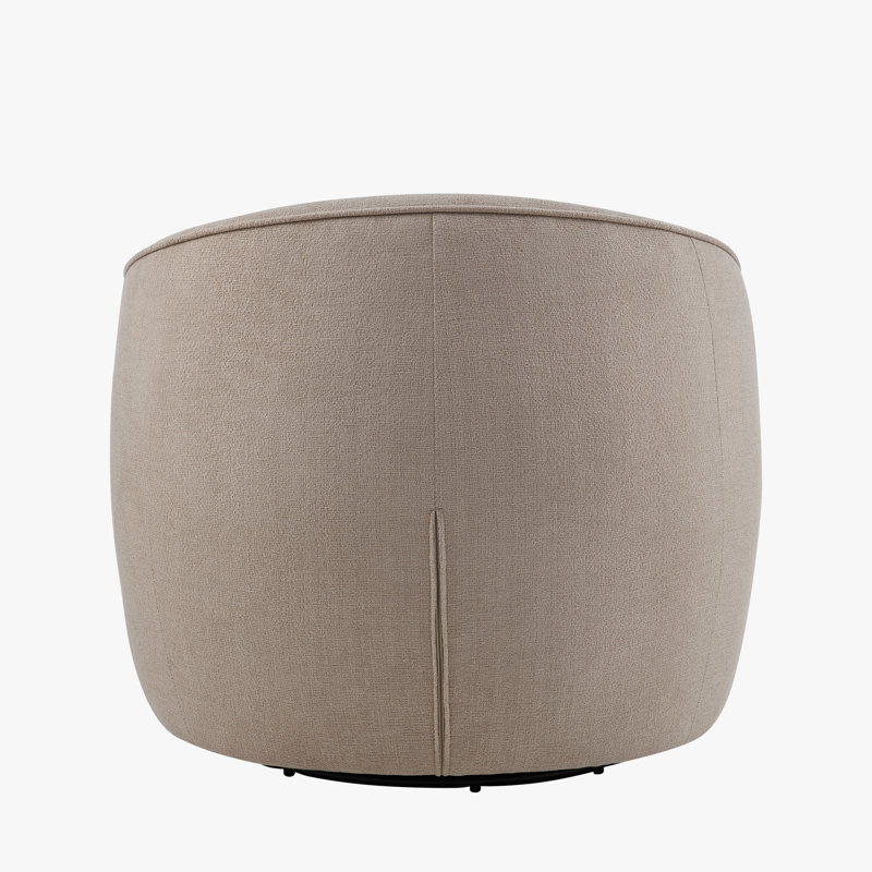 32.3" Wide Upholstered 360° Swivel Barrel Chair, No Assembly Required, Beige, 1