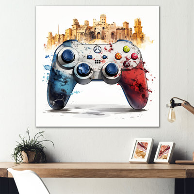 Video Game Controller Cityscape - Video Games Metal Wall Art