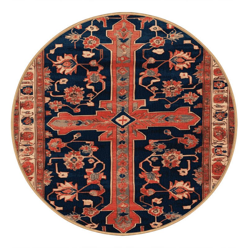 Machine Washable Persian Brown Area Rug, Round 3'