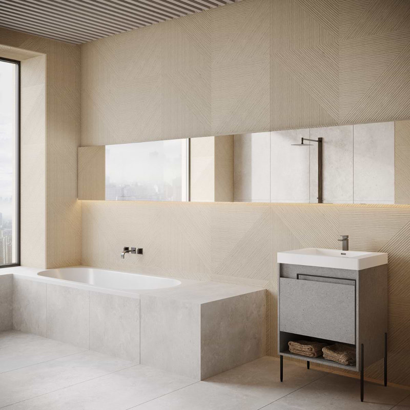 Enso 24X48 Matte Porcelain Wall Tile, Ash Beige