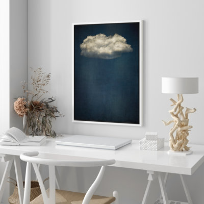 Clouds " Navy Dark Sky Clouds Collage Abstract Minimalist Wall Decor Artwork Boho Nordic Relax "