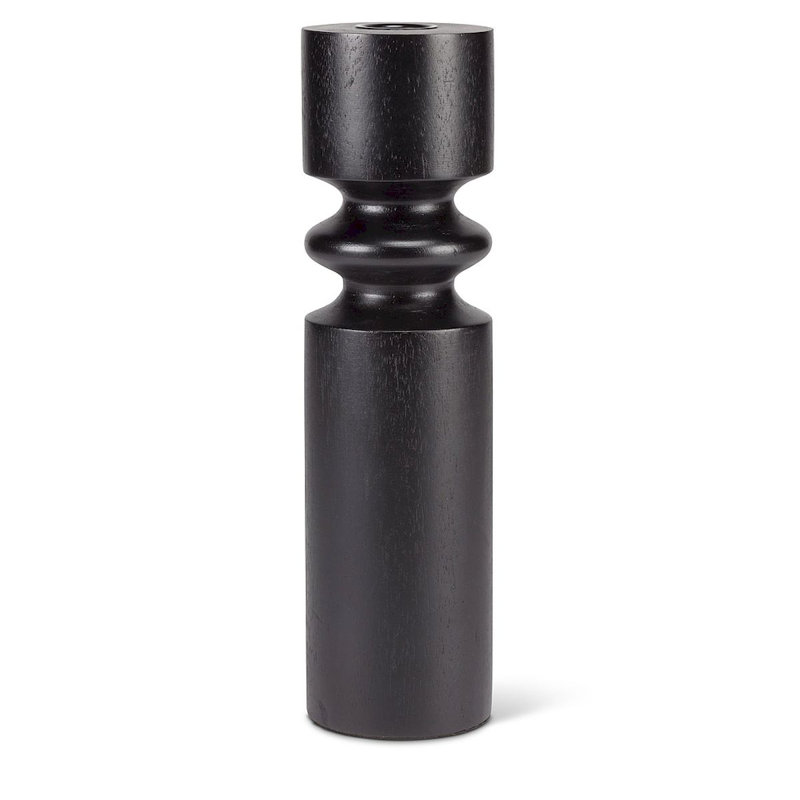 10'' H Wood Tabletop Candlestick, Black
