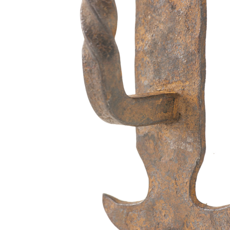 Hand-Forged Oxidized Wrought Iron Door Handle, 8"