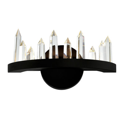 Applique murale à DEL intégrée de 12 pouces - finition noire avec accents de cristal pour les couloirs, les entrées, les chambres ou les salons