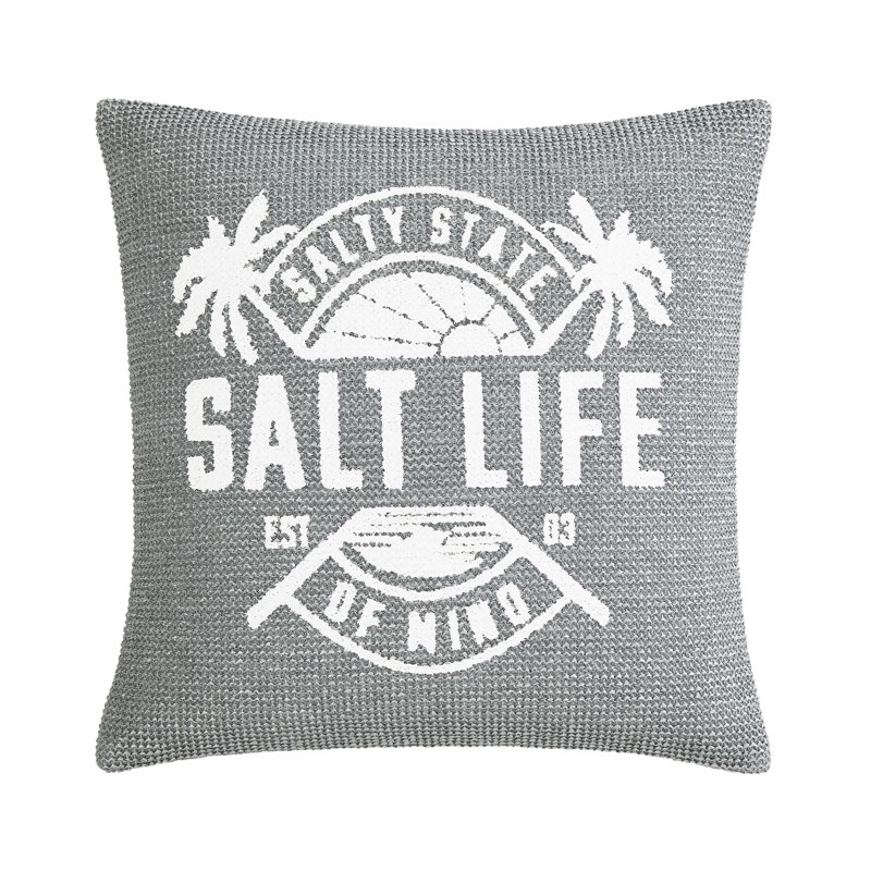 Coussin décoratif carré 18 po RAFFIA, Gris