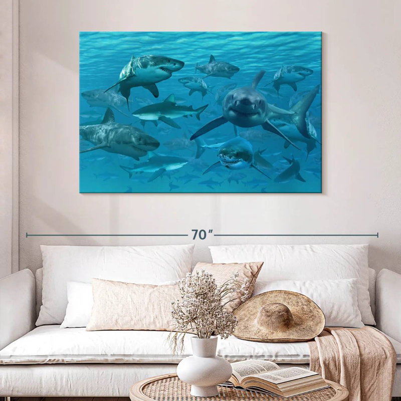 Crowle Shiver Of Sharks, 32" H x 48" W