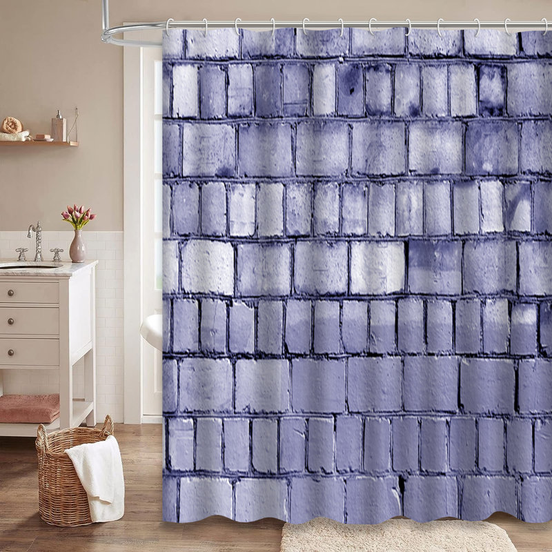 Rideau de douche noir à carreaux style rustique avec 12 crochets, L 72 po x l 84 po