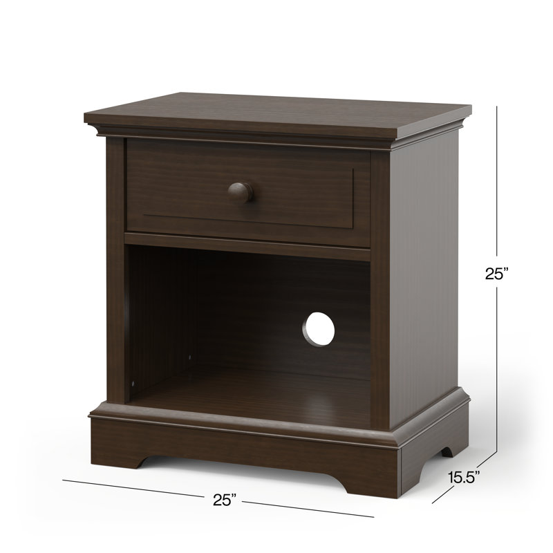 Slate Gray Universal 1-Drawer Nightstand with Open Shelf