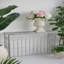 Console 40 po x 14 po x 31 po, clôture arquée en fer rustique, finition argent patinée, table d'appoint