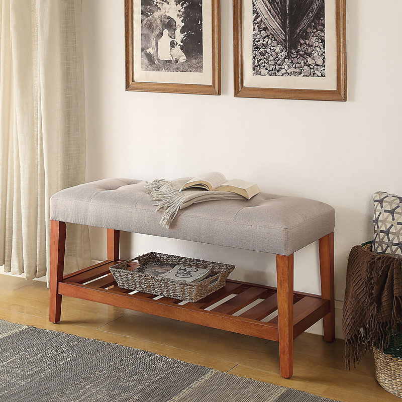 Banc en tissu et finition chêne, Gris