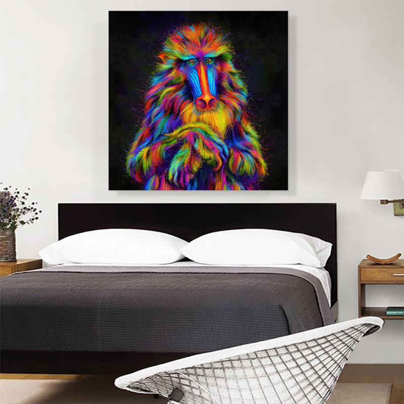 «Baboon Monkey Papio», impression sur toile tendue, H 36 po x l 36 po x 1,5 po