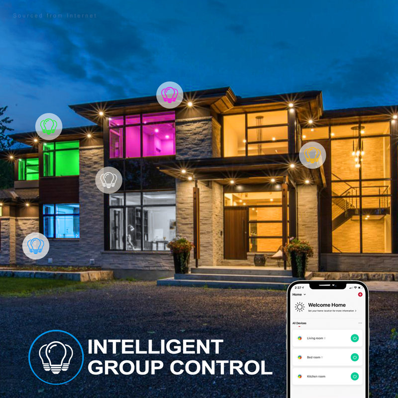 6-Inch White LED Smart Recessed Lights with Color Changing and Voice Control
