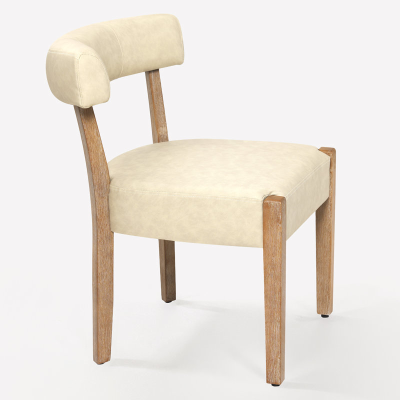 Chaises de salle à manger rembourrées Cindina, Similicuir beige / bois