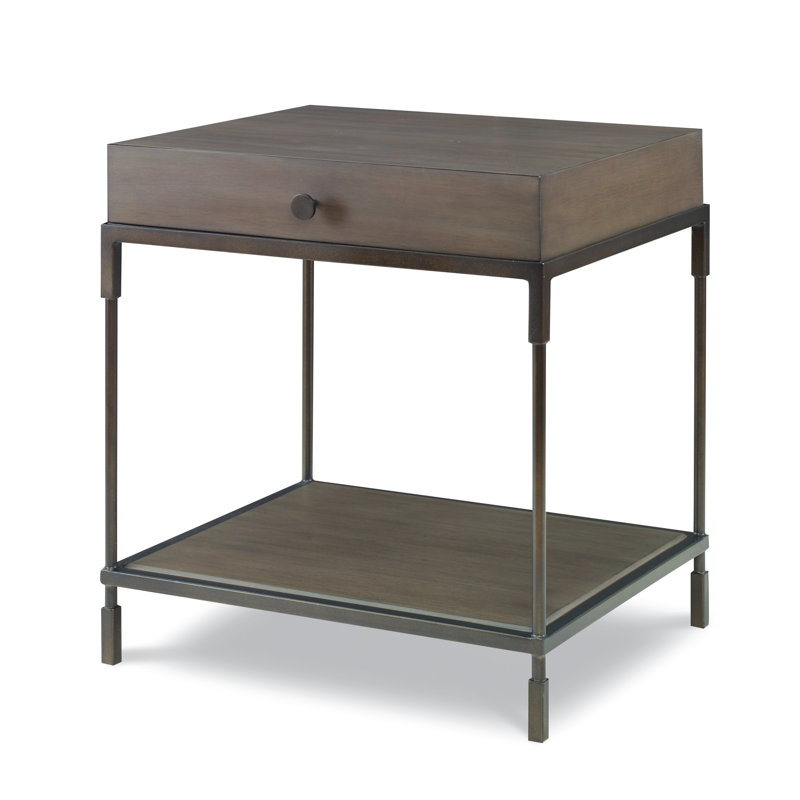 Caribe Solid Wood End Table, Bronze, Mink Gray