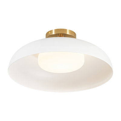 1 - Light Led Dome Semi Flush Mount With Glass Shade