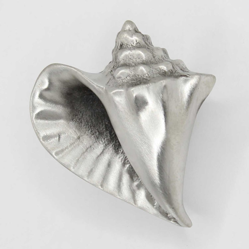2" Conch Shell Knob, Brushed Nickel