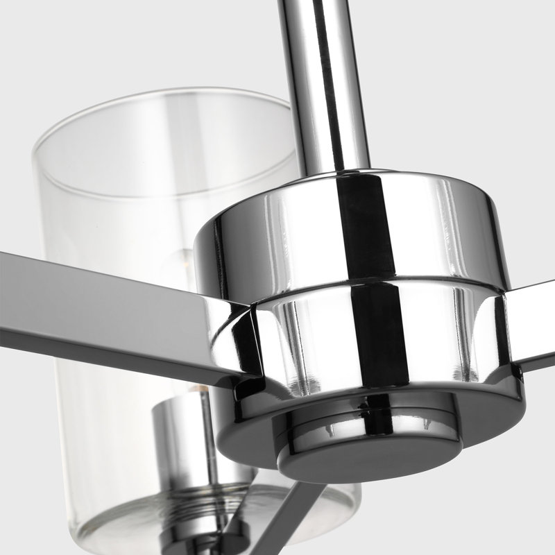 Fullton Dining Room Chandelier With Clear Shade, 10.375" H x 21.625" W x 21.625" D, 3 Lights, Chrome