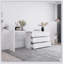 Extended Desktop 6 Drawer Chest, Handle-less, White Vanity